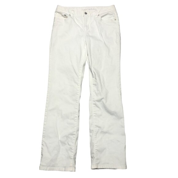 Liz Claiborne White Jeans Womens Size 10 Slim Bootcut Stitched Pockets Pants - Picture 2 of 7